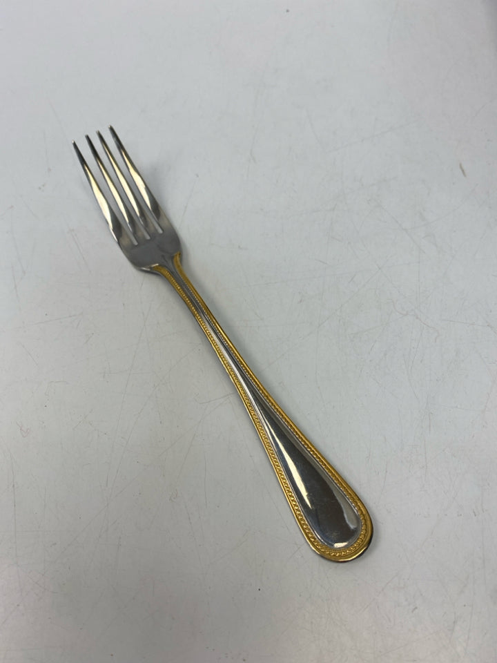 Silver Gold Trimmed Stainless Flatware