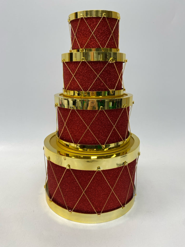 Red Gold Trimmed Glitter Christmas