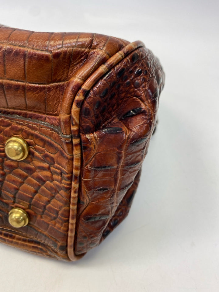 Brahmin Dark Brown Embossed Leather Handbag