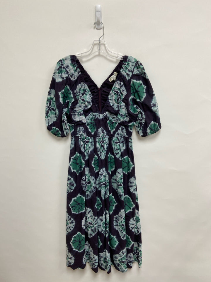 Sea New York Size M Navy Seafoam/White Tie Dye V Neck Ladies Dress