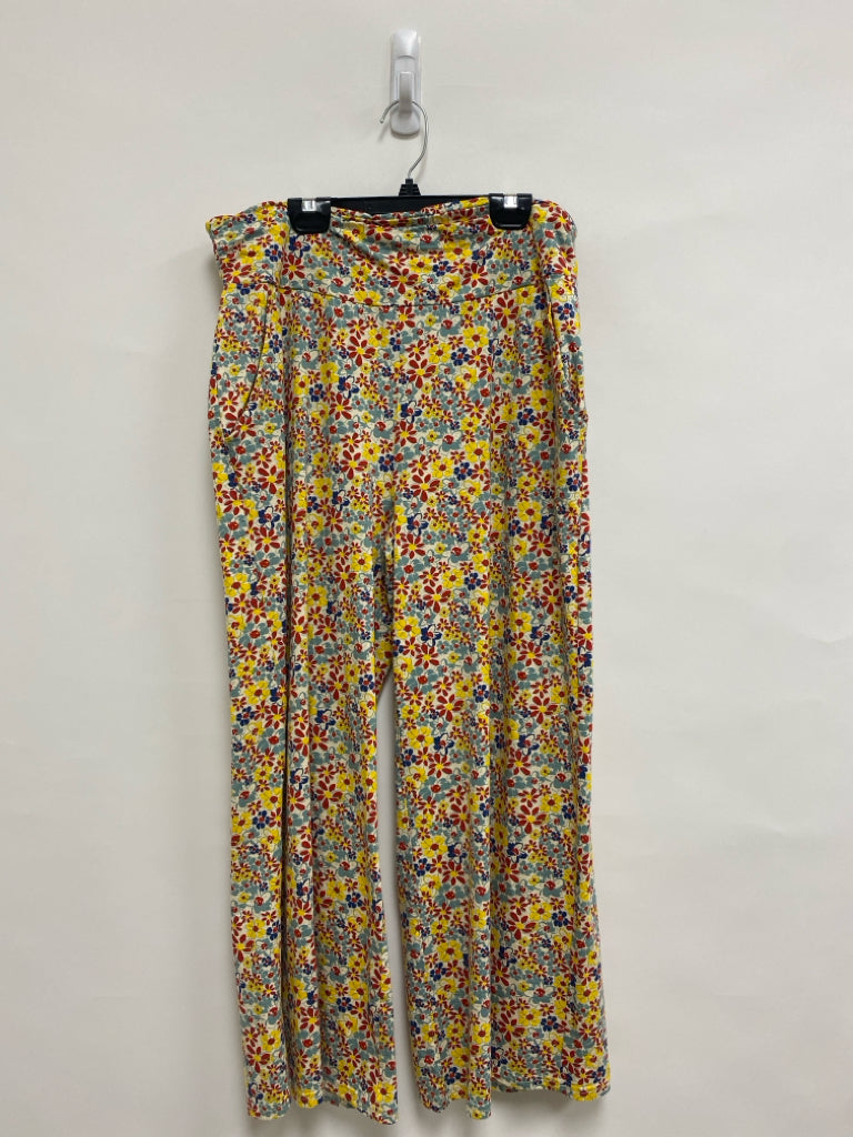 Toad &amp; Co. Size L Cream Yellow/Blue Floral Ladies Pants