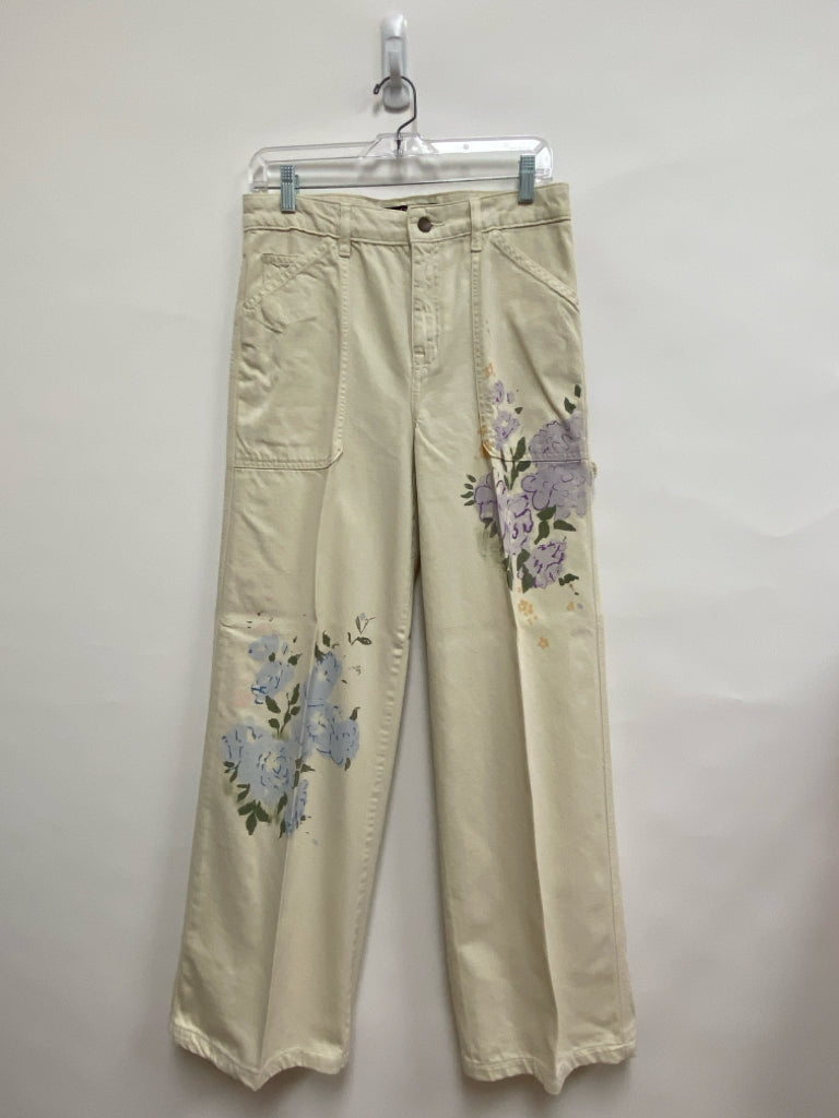 Lauren Ralph Lauren Size 4 White Green/Purple Floral Denim Ladies Jeans