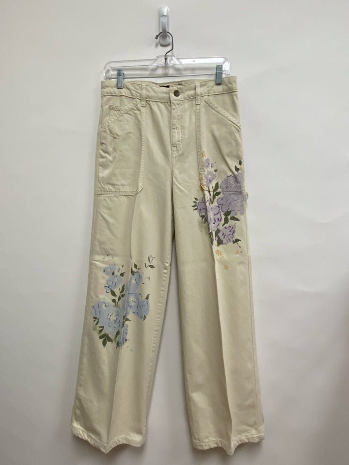 Lauren Ralph Lauren Size 4 White Green/Purple Floral Denim Ladies Jeans