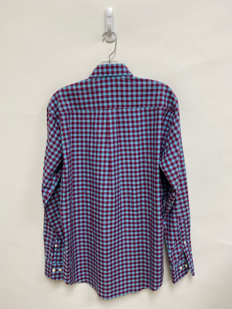 Peter Millar Size M Aqua Cranberry Checkered Button Up Men&