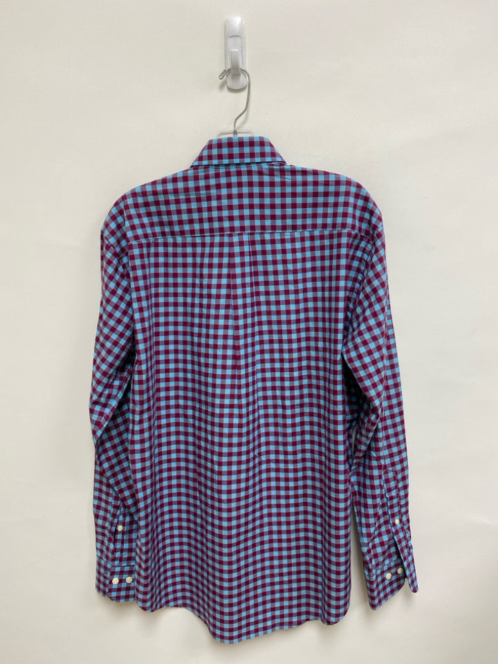 Peter Millar Size M Aqua Cranberry Checkered Button Up Men&