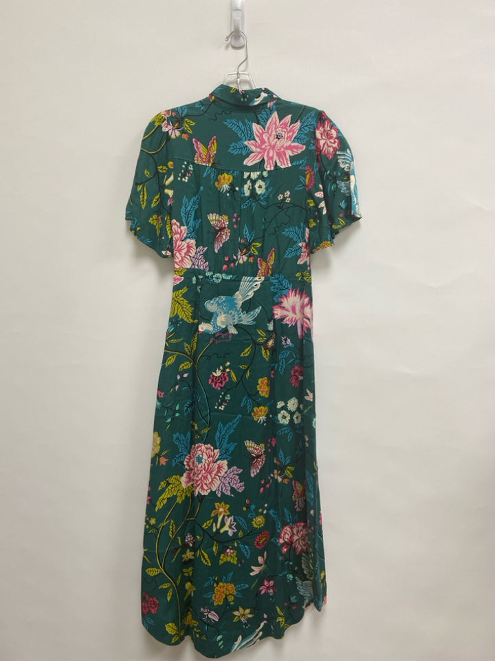 Maeve Size 0 Green Pink/Multi Birds/Flowers Button Up Ladies Dress