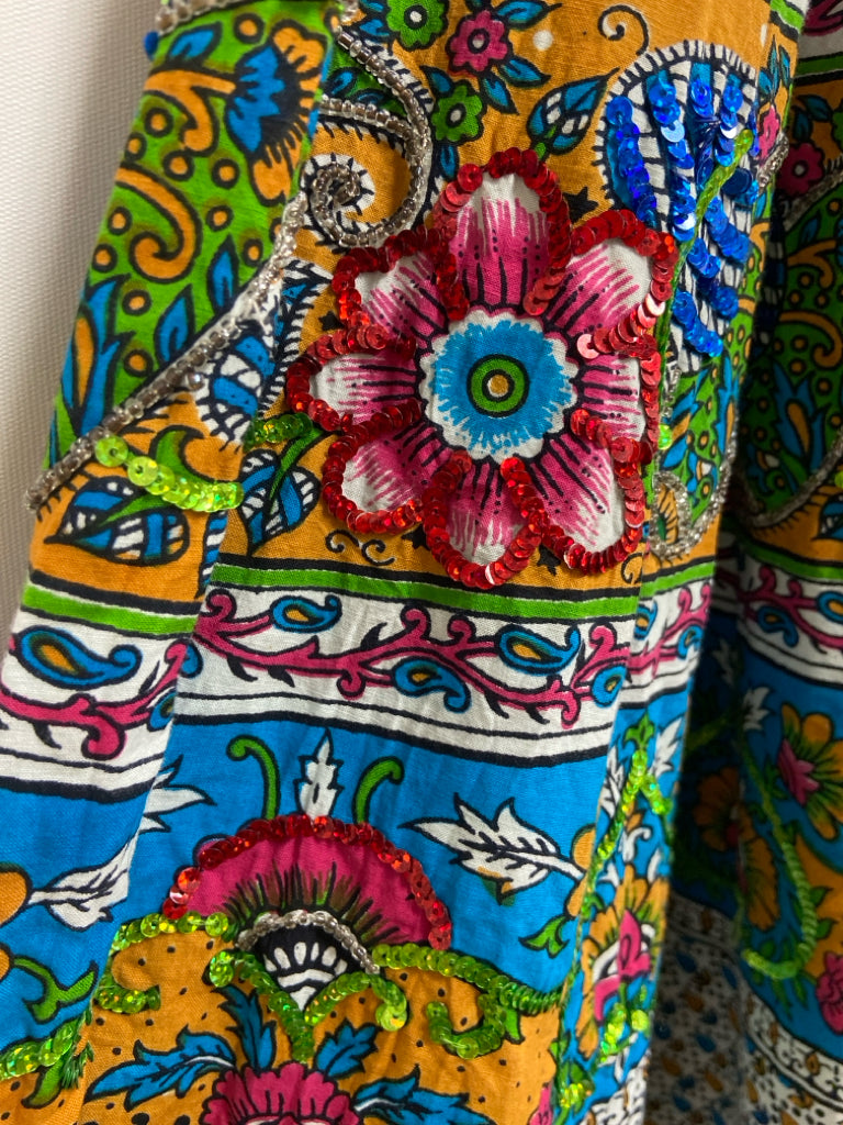 Chaudry Size S White Blue/Multi Flowers Ladies Skirt