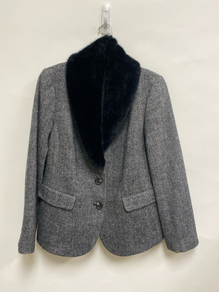 Talbots Size 8 Gray/Black Herringbone Wool Blend Ladies Jacket