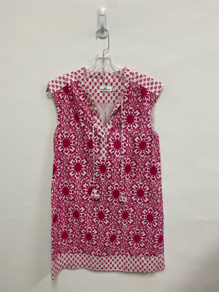 Vineyard Vines Size XS White Hot Pink Medallion Sleeveless Ladies Dress