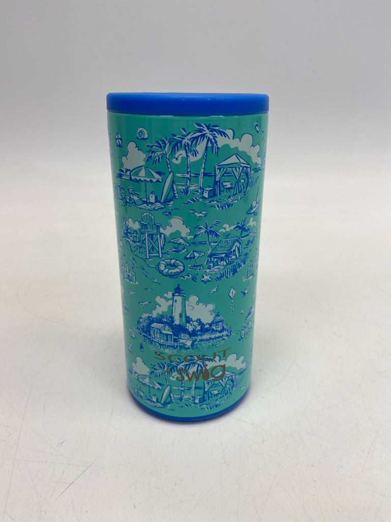 Swig Life Aqua Blue Beach Scene Metal Tumbler