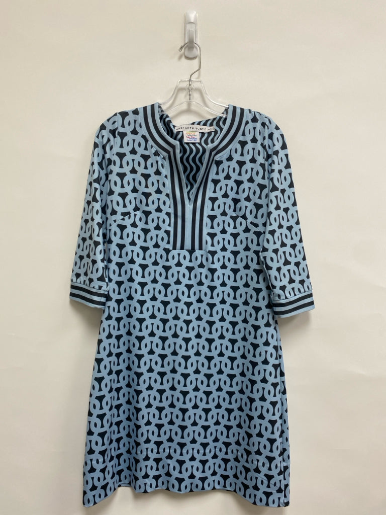 Gretchen Scott Size S Powder Blue Charcoal Geometric Ladies Dress