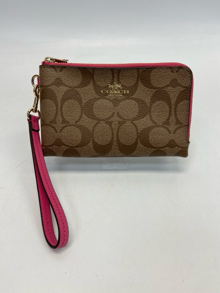 Coach Brown Rose Signature Wristlet