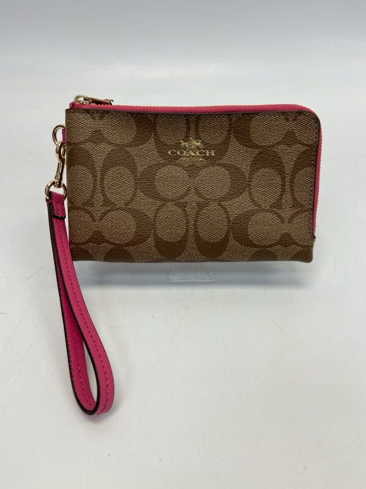 Coach Brown Rose Signature Wristlet