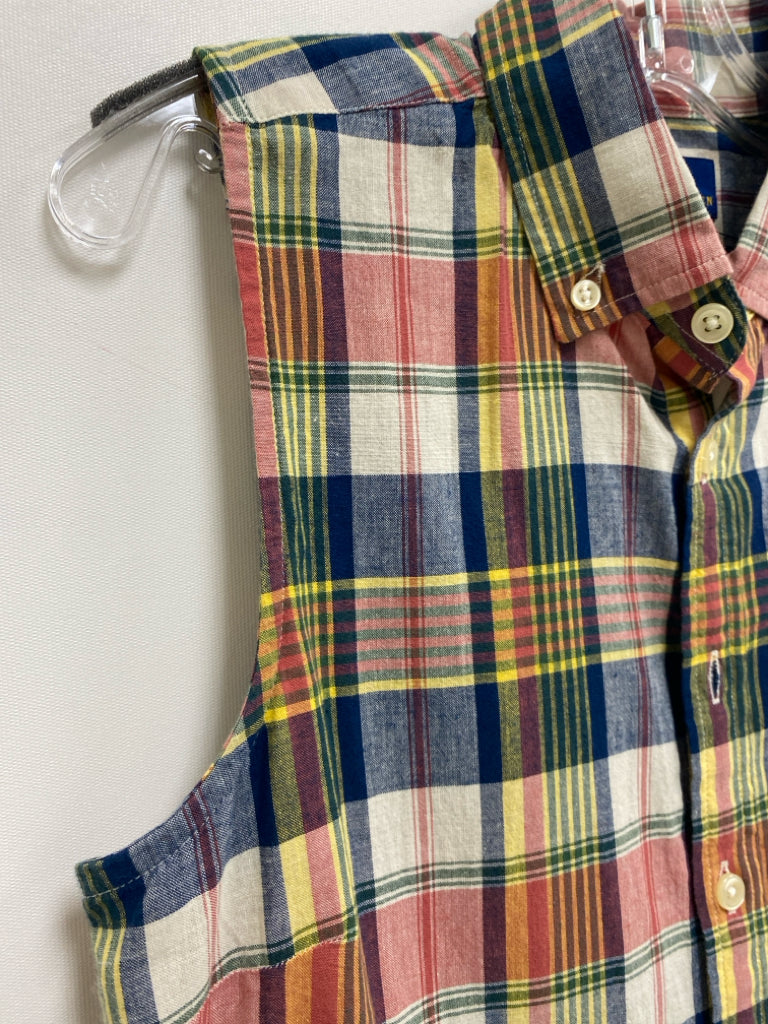 Polo SIZE 14 Navy/Red Yellow Plaid Sleeveless Girl&