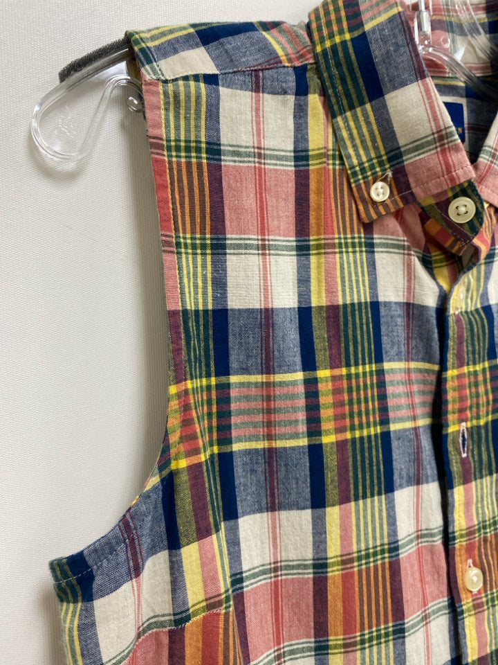 Polo SIZE 14 Navy/Red Yellow Plaid Sleeveless Girl&