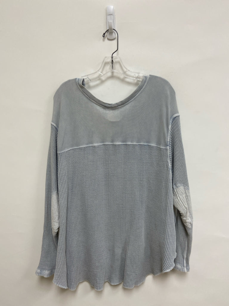Free People Size L Pale Blue Waffle Ladies Top