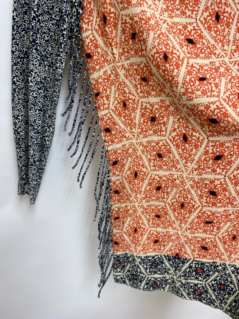 Size S Navy Orange Assorted Print Ladies Dress