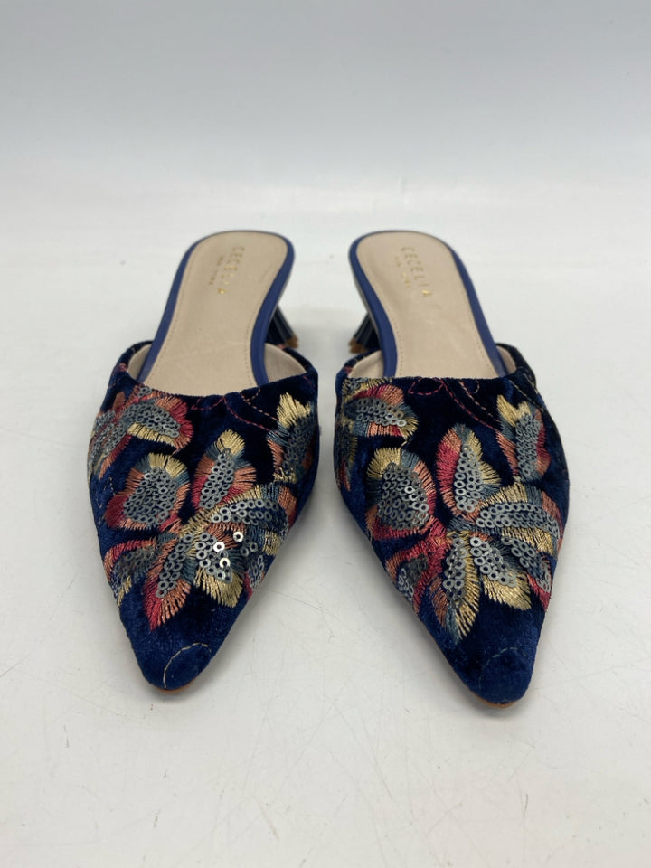 NWOT Cecelia Size 6 Dark Blue Multi-Color Sequined Heels