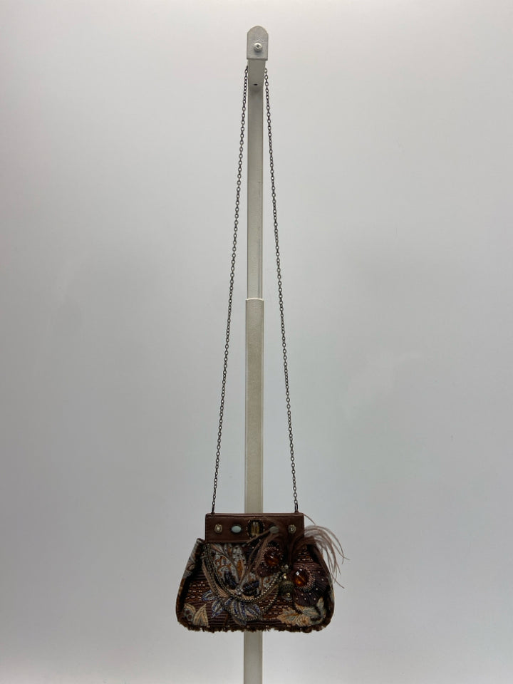 Mary Frances Dark Brown Beaded Handbag
