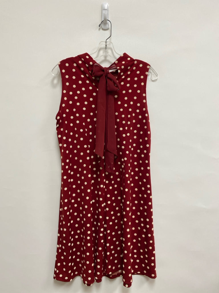 ROBBIE BEE Size M Dark Red White Polka Dot Sleeveless Ladies Dress