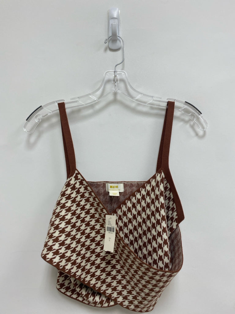 NWT Maeve Size L Brown/Cream Houndstooth Tank Ladies Sweater