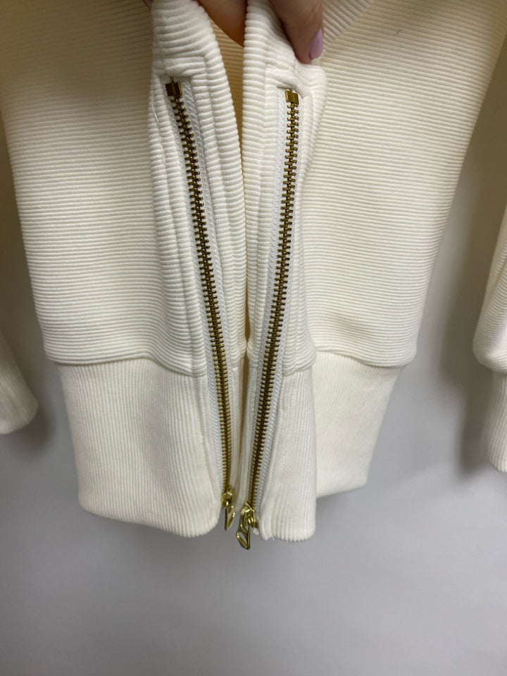 VARLEY Size L Ivory Ribbed Cowl Neck Ladies Sweatshirt