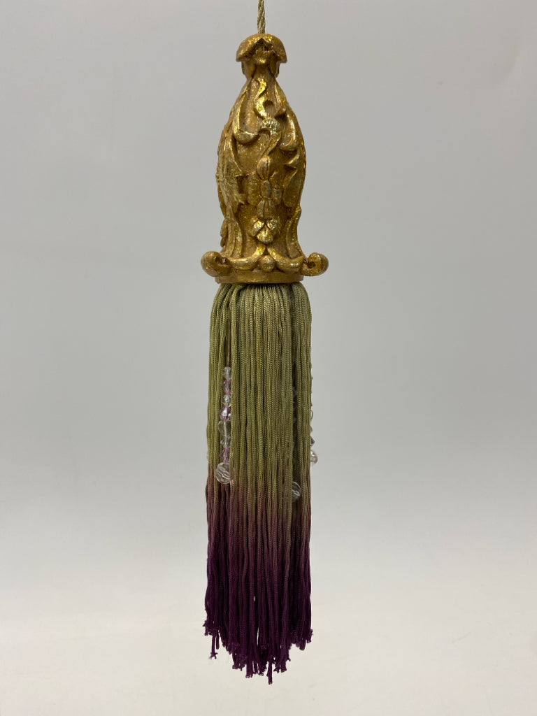 Gold Purple/Green Tassels Ornaments
