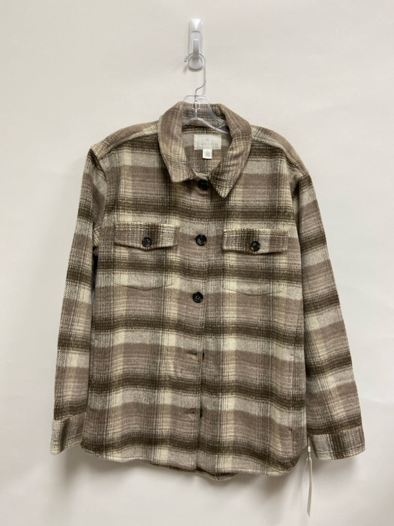 Caslon Size L Tan Cream Plaid Ladies Jacket