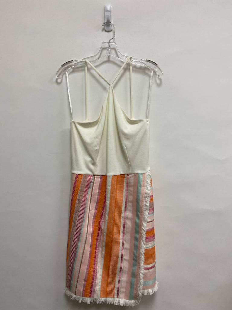 Hutch Size 8 White Orange/Pink Striped Sleeveless Ladies Dress