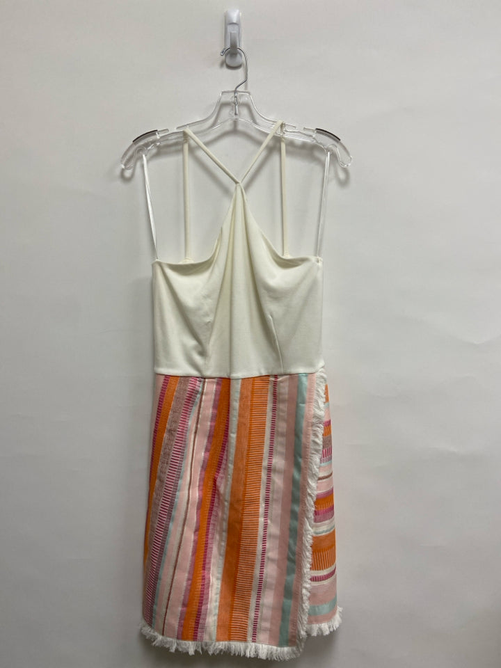 Hutch Size 8 White Orange/Pink Striped Sleeveless Ladies Dress