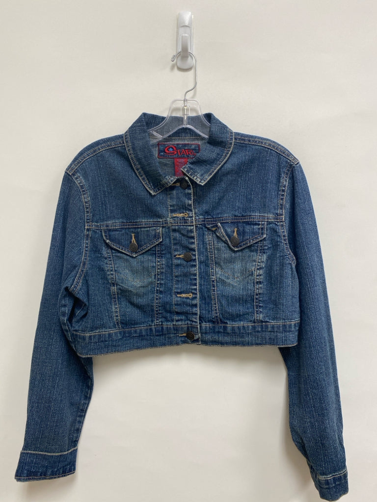Size L Faded Dark Blue Cropped Denim Ladies Jacket