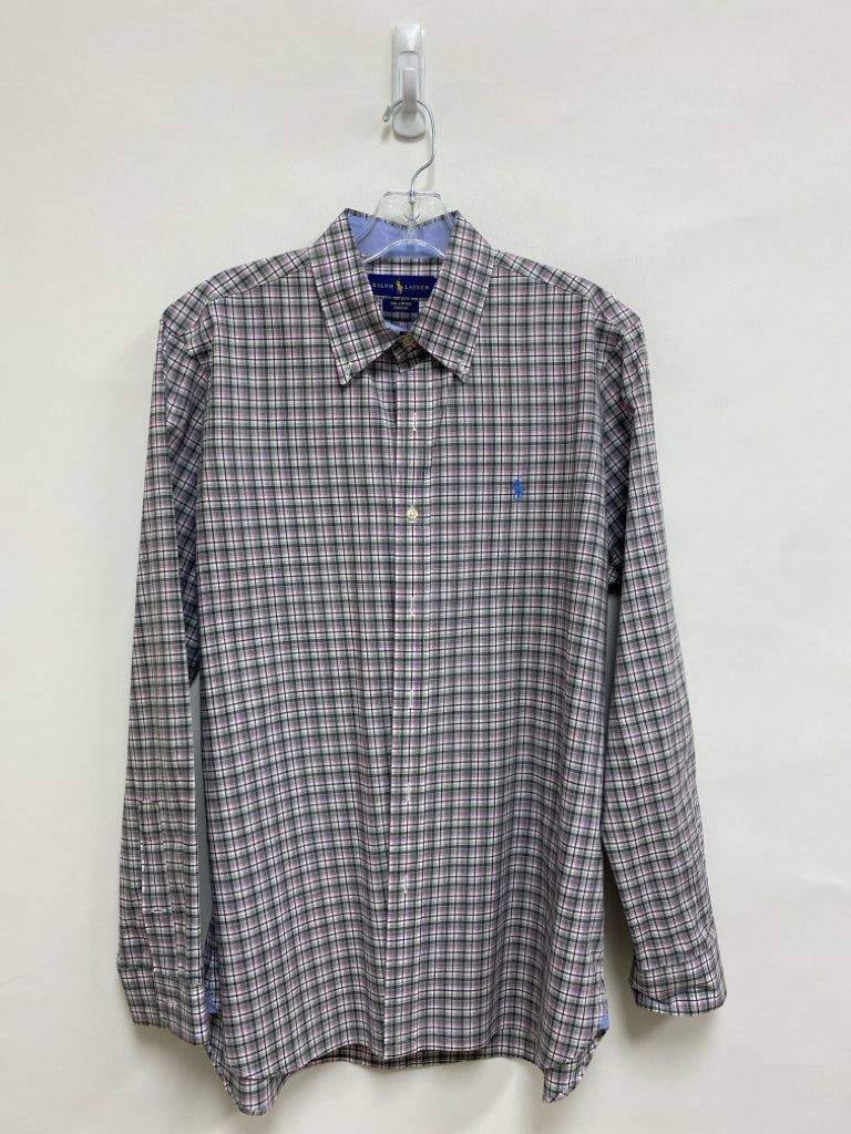 Ralph Lauren Size M Gray/White Pink Plaid Button Up Men&