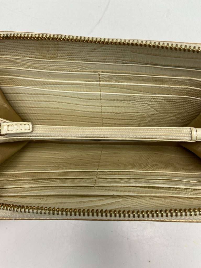 Brahmin Cream Brown Embossed Wallet