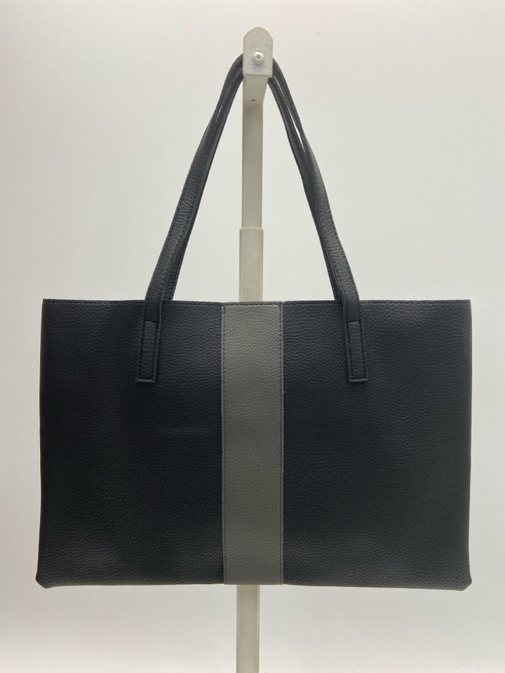 VINCE CAMUTO Black Vegan Leather Tote Bag