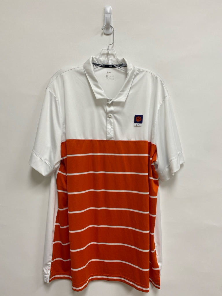 Nike Size XXL White Orange Striped Polo Men&