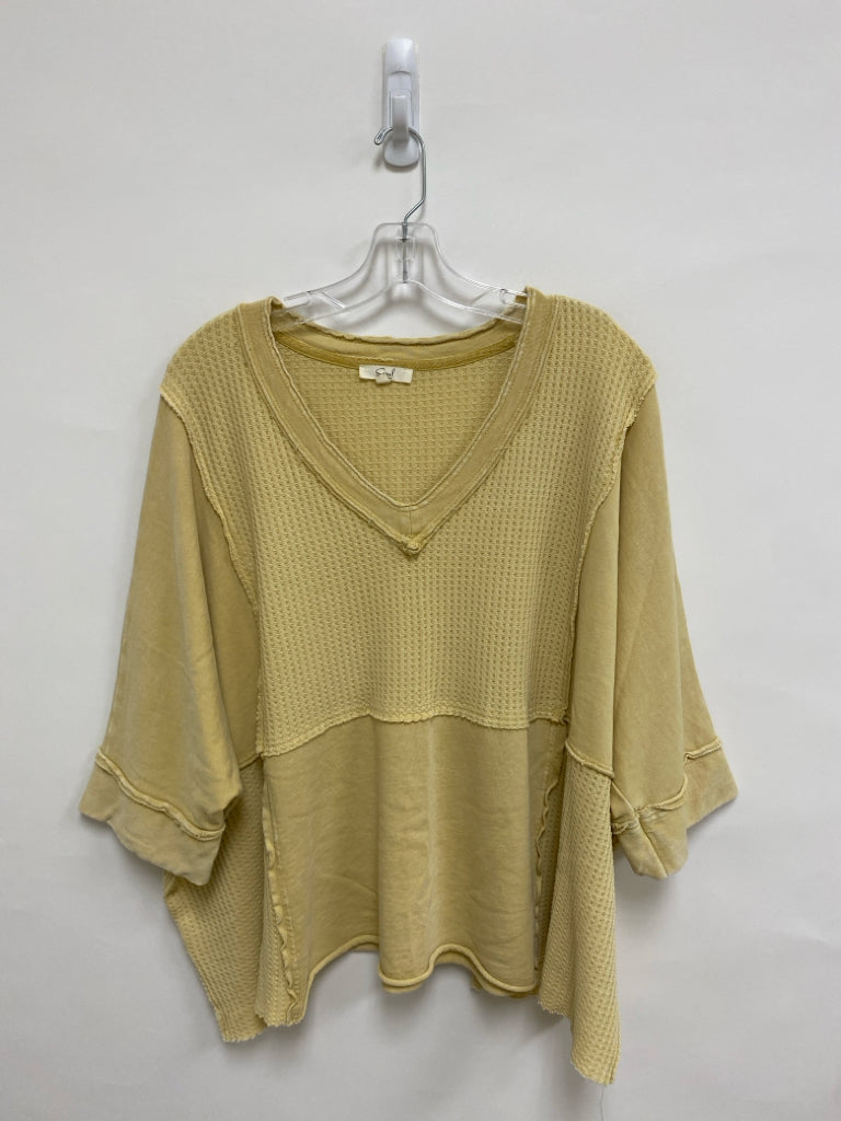 Easel Size L Goldenrod Waffle Batwing Ladies Top