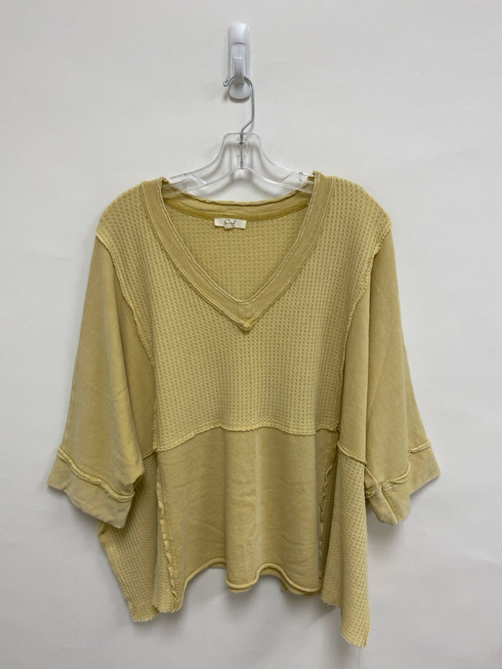 Easel Size L Goldenrod Waffle Batwing Ladies Top