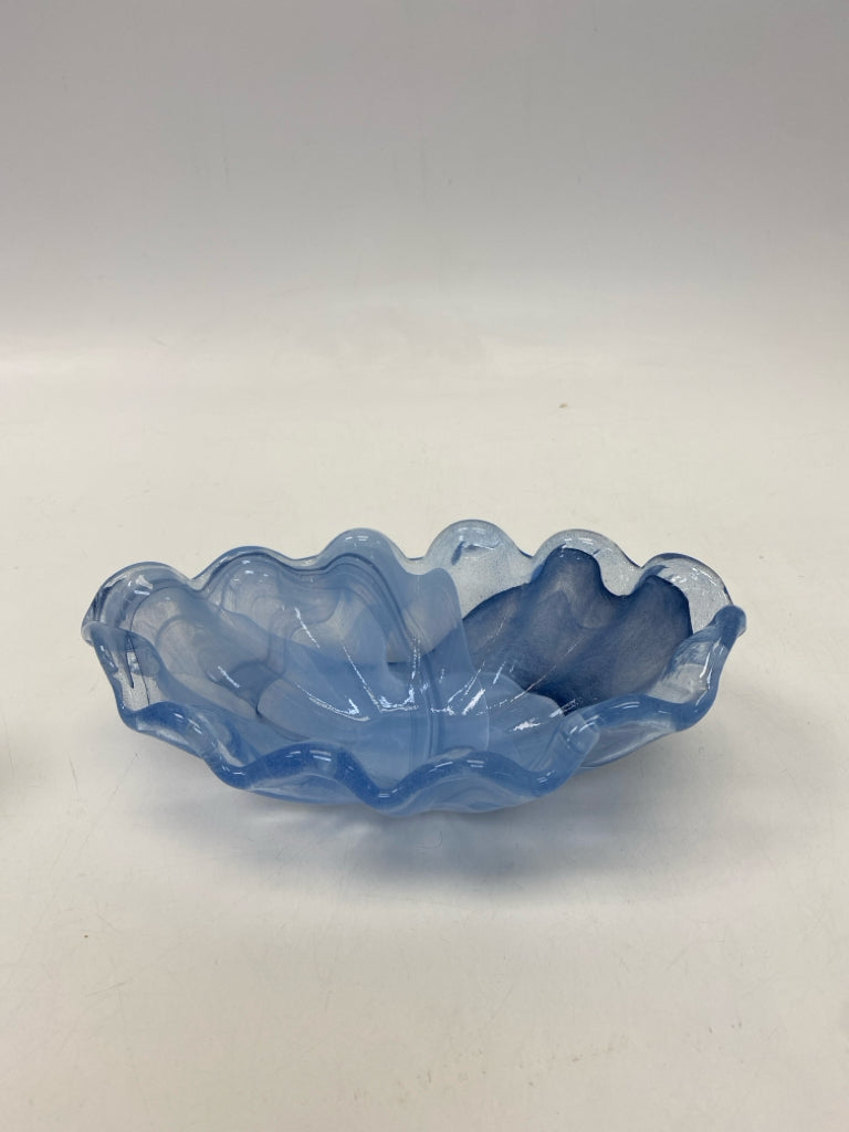 Blue Frosted Scalloped Glass Bowl(s)