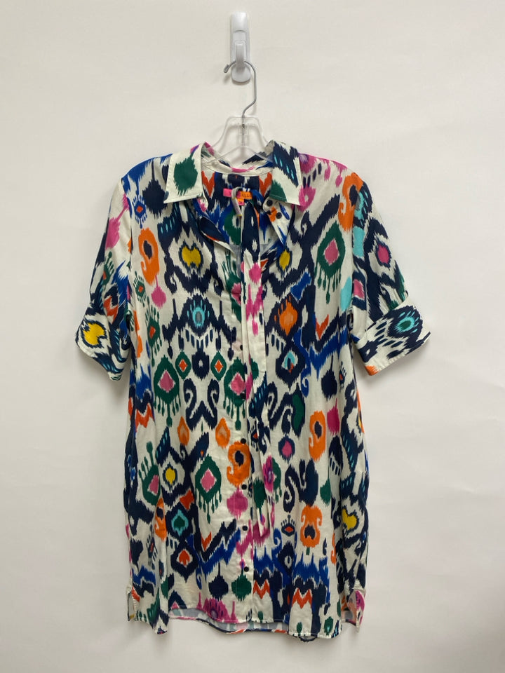 Size XS Cream Multi Color V Neck Ladies Dress