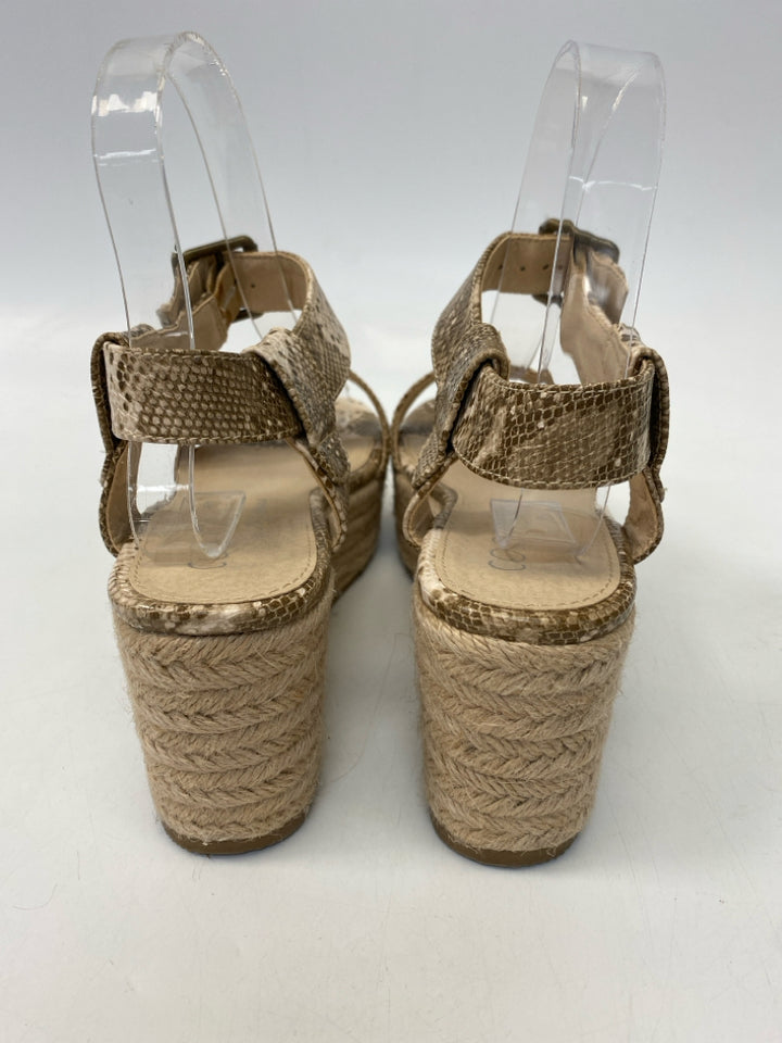 Size 7 Cream/Brown Snakeprint Sandals