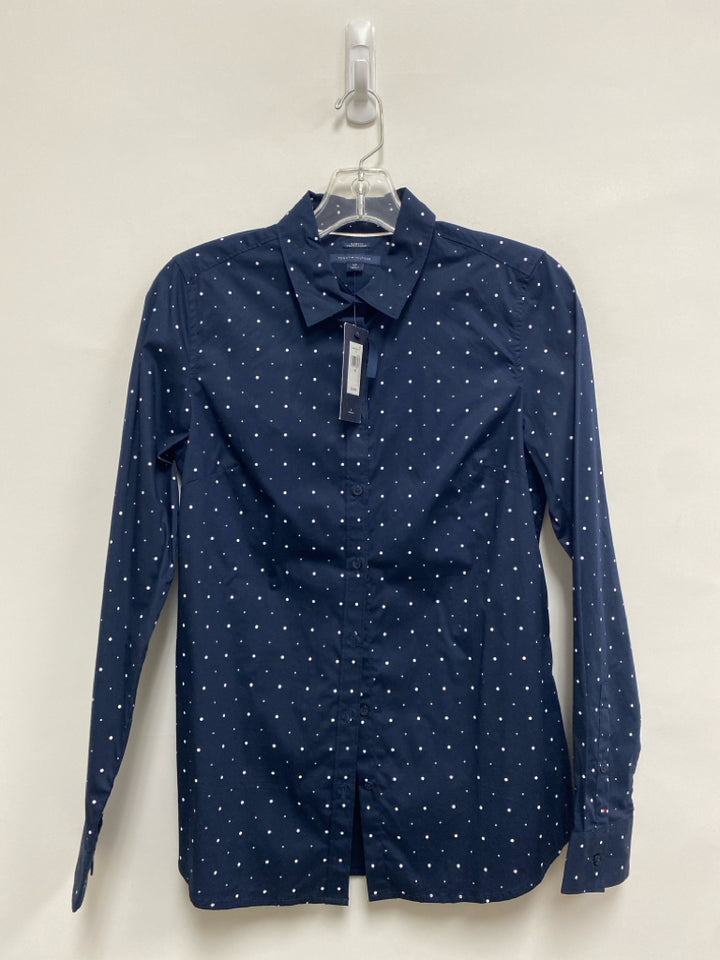 NWT Tommy Hilfiger Size S Navy White Polka Dot Ladies Top