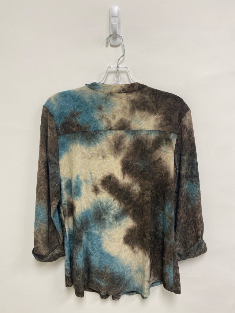 NWT cocomo Size LP Brown Blue/Gray Animal Print Petite Top