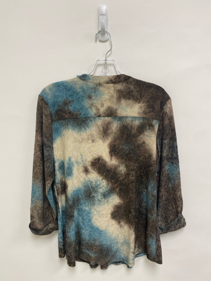 NWT cocomo Size LP Brown Blue/Gray Animal Print Petite Top