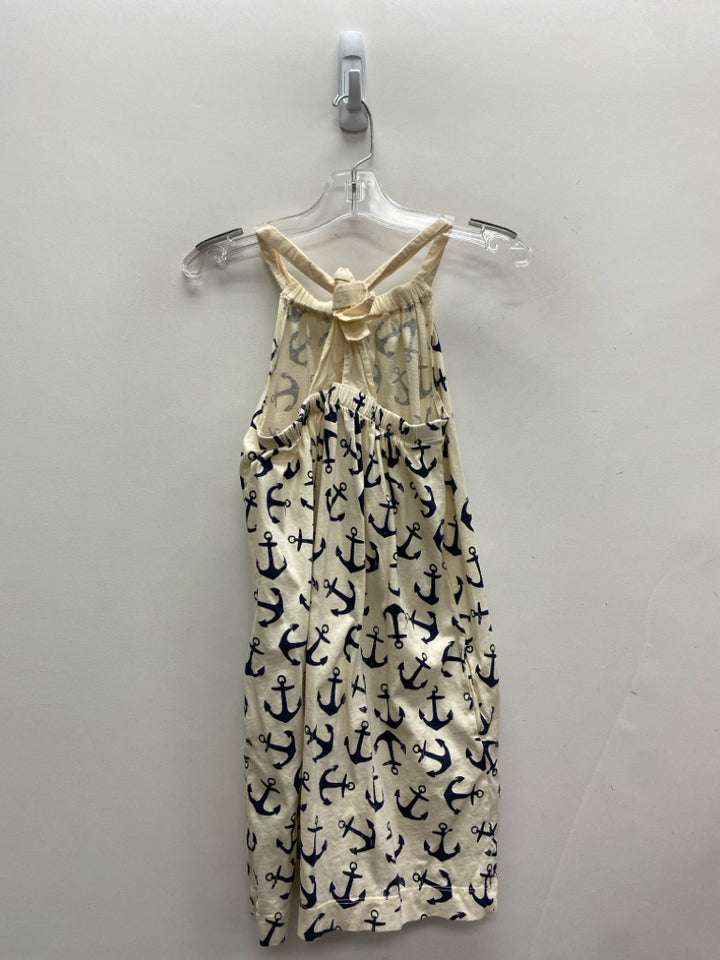 Crew Cuts SIZE 8 Cream Navy Anchors Sleeveless Girl&