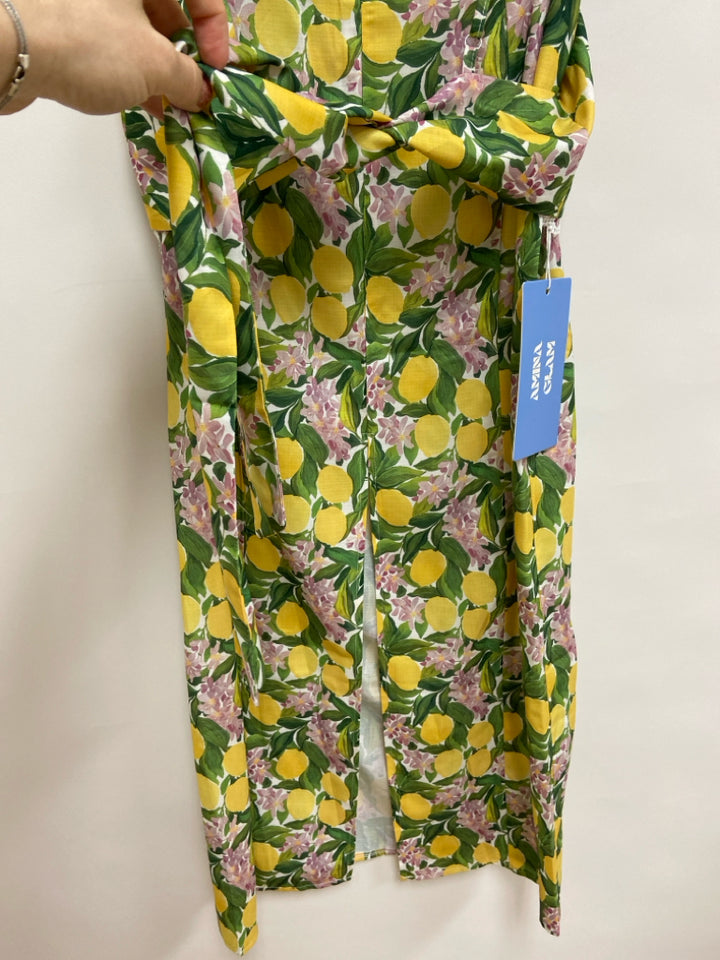 NWT Size 2 White/Pink Yellow/Green Lemons Maxi Ladies 2pc Skirt