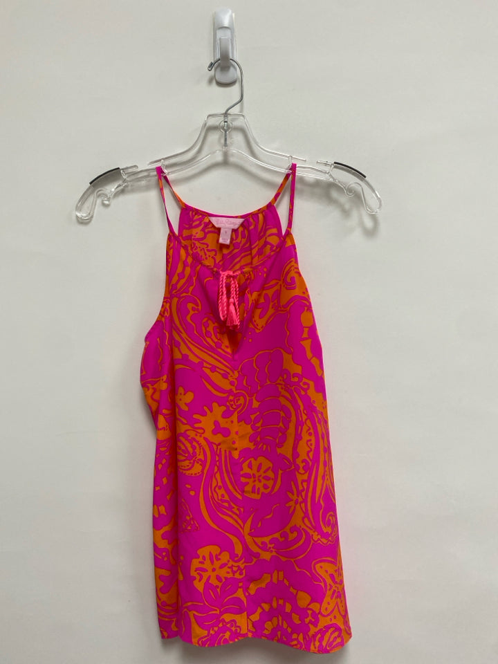 LILLY PULITZER Size S Hot Pink Orange Floral Tank Ladies Top