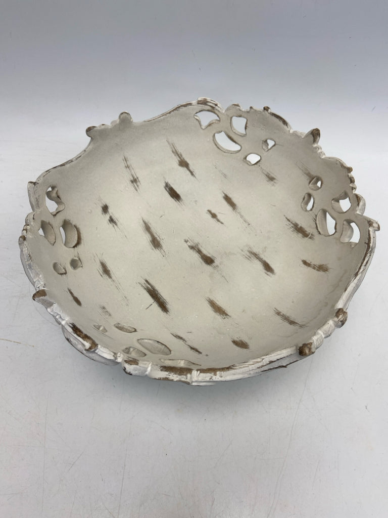 Cream Brown Distressed Decorative Bowl
