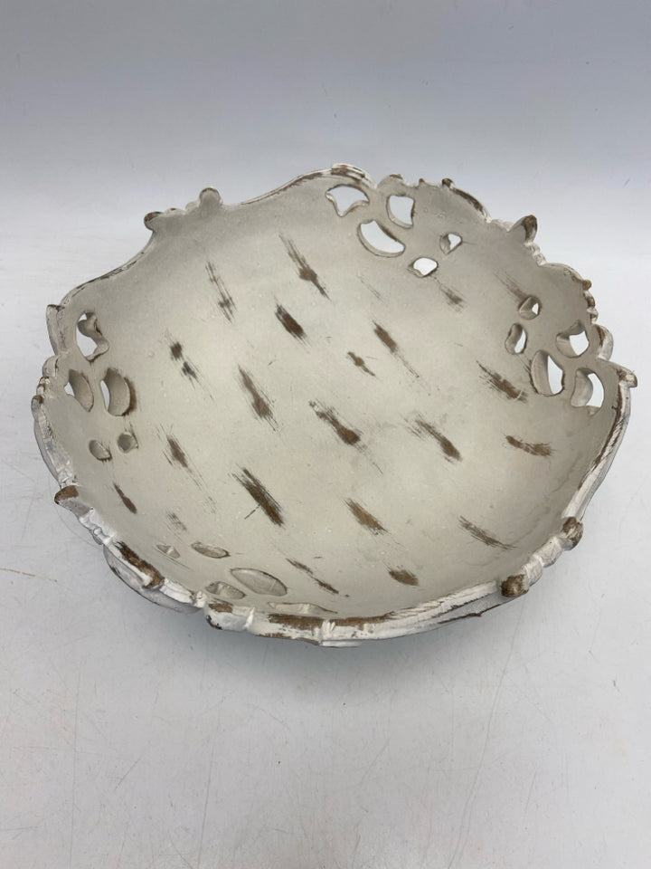 Cream Brown Distressed Decorative Bowl