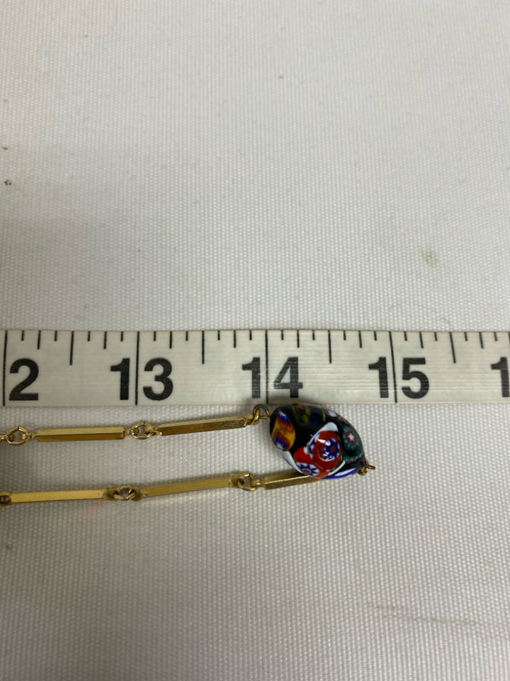 Gold Color Multi Color Beaded Necklace