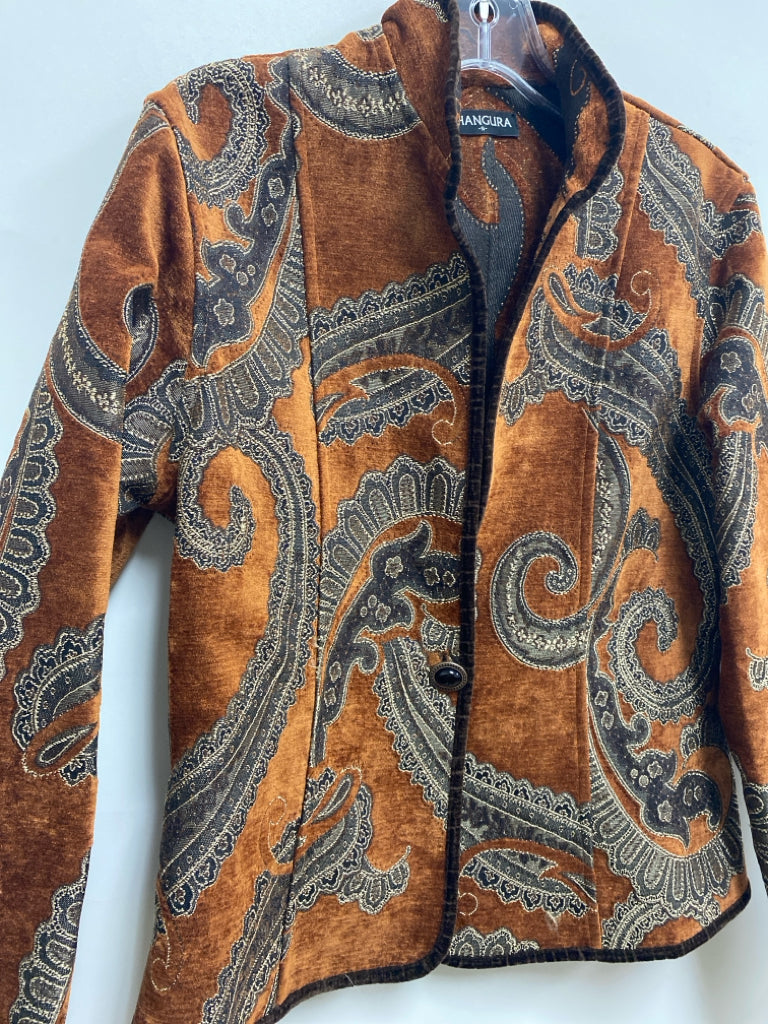 Size S Burnt Orange Brown Paisley Tapestry Ladies Jacket